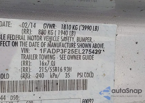 2014 Ford Focus Se из США, поврежденный, VIN 1FADP3F25EL275429